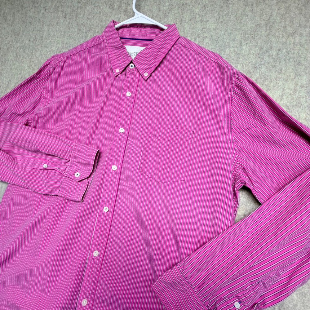 Aeropostale Button Down Shirt Mens XL Pink Striped Long Sleeve Cotton Casual